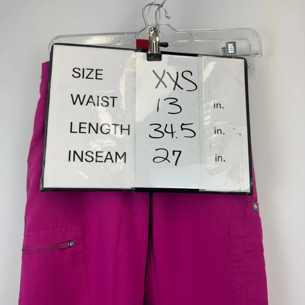 FIGS‎ Technical Collection Magenta Pink Scrub Pants XXS Petite Blue Drawstring